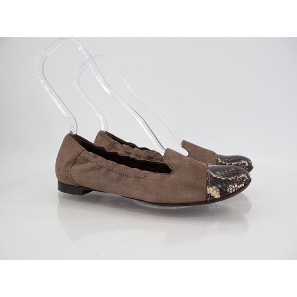 AGL Womens Ballet Flat Women's Size 37 7 Brown Snake Print Leather Slip On Shoes - Picture 1 of 12